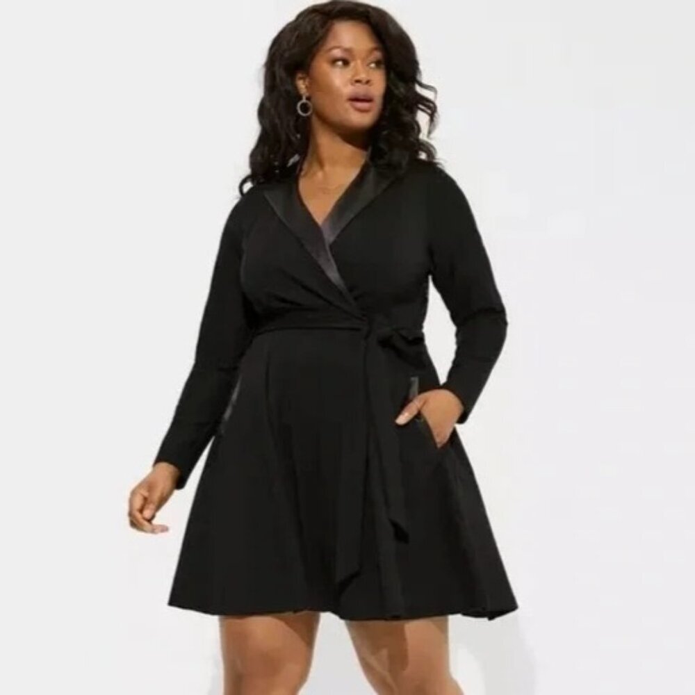 Torrid Black Tuxedo Dress Cocktail Fit and Flare Knee-Length Holiday Women's 12
